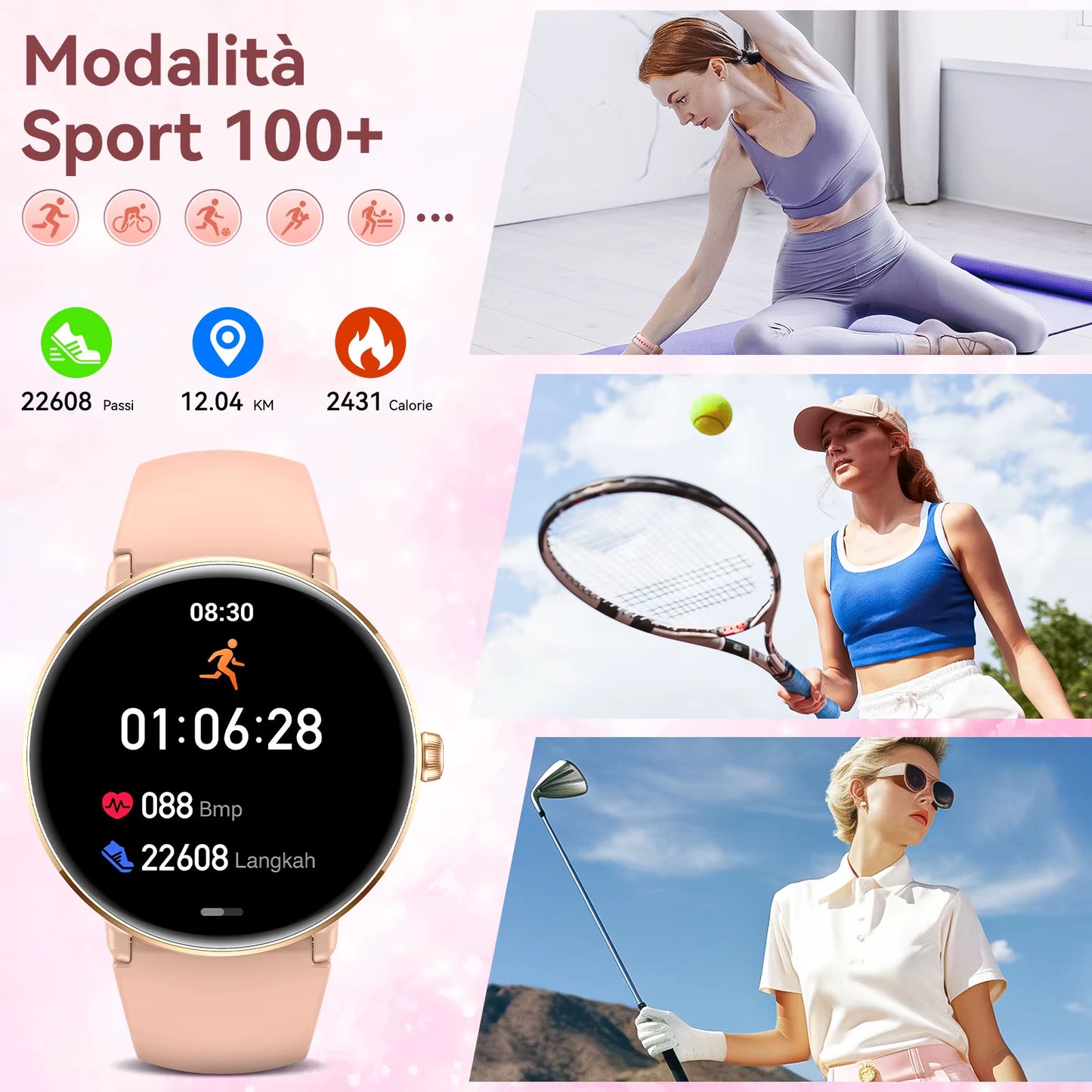 New Smart Watches Women with Diamonds 1.19" Full Touch AMOLED Screen with Heart Rate Sleep Monitor Stylish Smartwatch