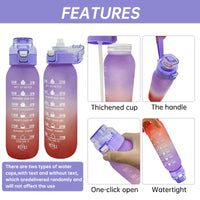 LUSQI 1PC 1000ML Flavor Water Bottle with Straw with 5PCS Flavor Pods Fashion Fitness Water Bottle for Outdoor Activities Sports
