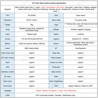 H11 Ultra Smart Watch Men 49Mm GPS NFC Smartwatch Titanium Alloy 173 Sport Mode Fitness Watch for Android IOS with Strap Lock