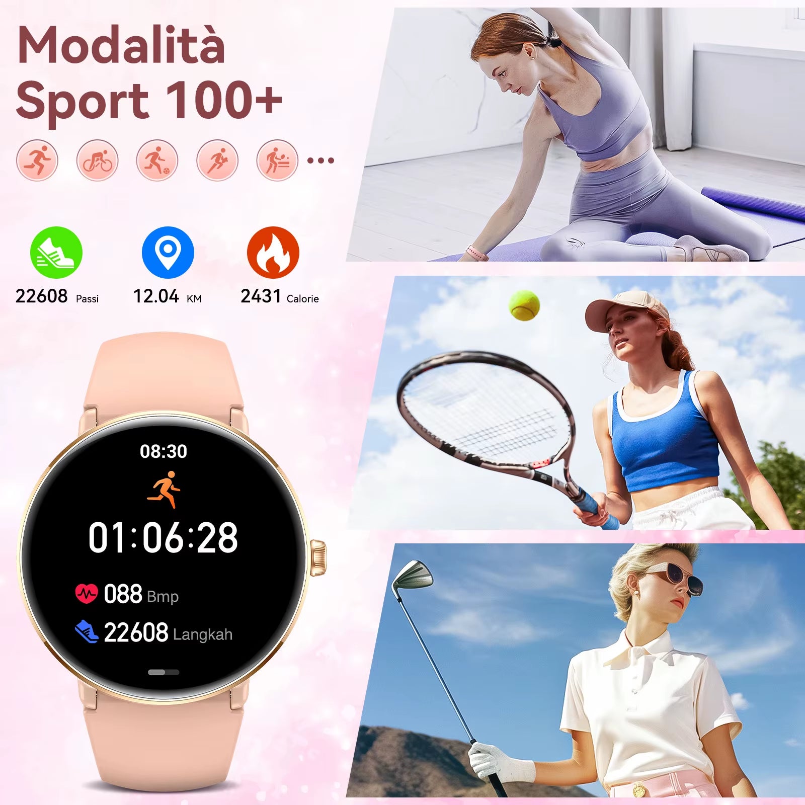 New Smart Watches Women with Diamonds 1.19" Full Touch AMOLED Screen with Heart Rate Sleep Monitor Stylish Smartwatch