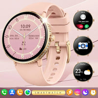 New Smart Watches Women with Diamonds 1.19" Full Touch AMOLED Screen with Heart Rate Sleep Monitor Stylish Smartwatch
